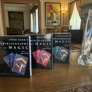 The gorgeous three-volume leather-bound limited Deluxe Edition of Todd Karr's Bibliography of Magic.
